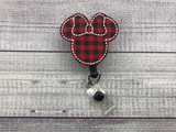 Buffalo Plaid Mouse Badge Reel