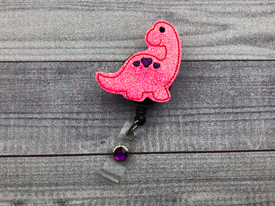 Pink Brachiosaurus Badge Reel