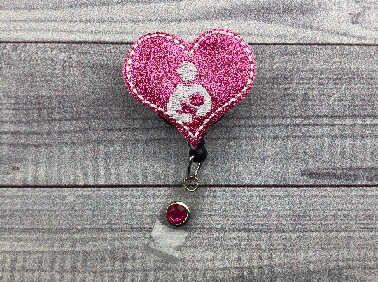 Glitter Mom and Baby Badge Reel