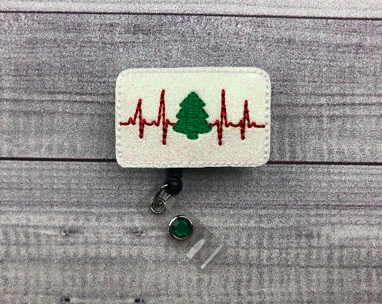 Christmas EKG Badge Reel