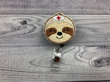 Glitter Sloth Nurse Badge Reel