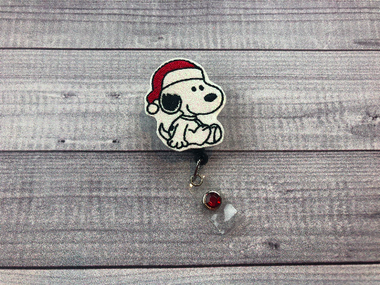 Glitter Christmas Beagle Badge Reel