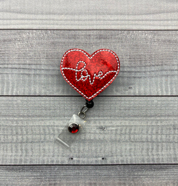 Red Love Heart Badge Reel