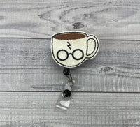 Wizard Coffee Cup Badge Reel