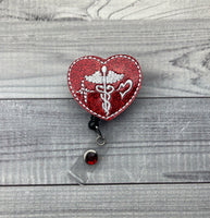 Caduceus Heart Badge Reel