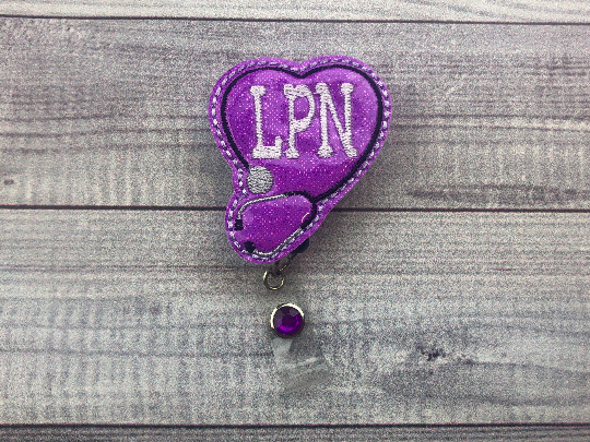 LPN Stethoscope Heart Badge Reel