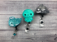 Glitter Ocean Animal Badge Reel