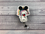 Rainbow Mouse Girl Badge Reel