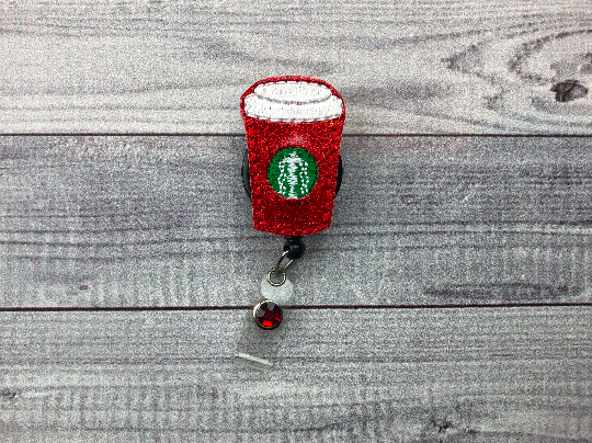 Red Coffee Cup Badge Reel