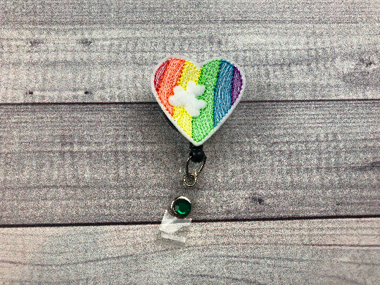 Shamrock Rainbow Heart Badge Reel