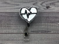 Silver Heart EKG Badge Reel