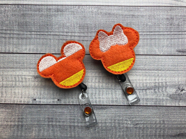 Mouse Candy Corn Badge Reel