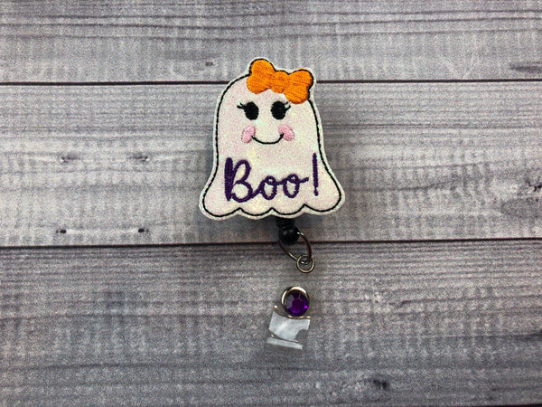 Glitter Boo Ghost Badge Reel