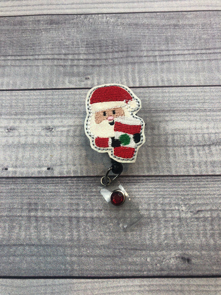 Santa with Coffee Badge Reel