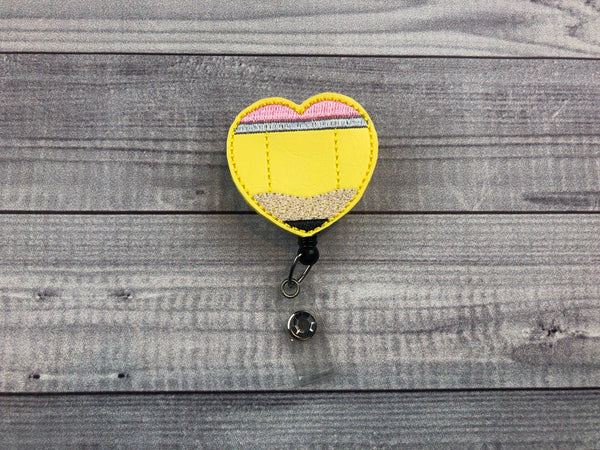 Pencil Heart Badge Reel