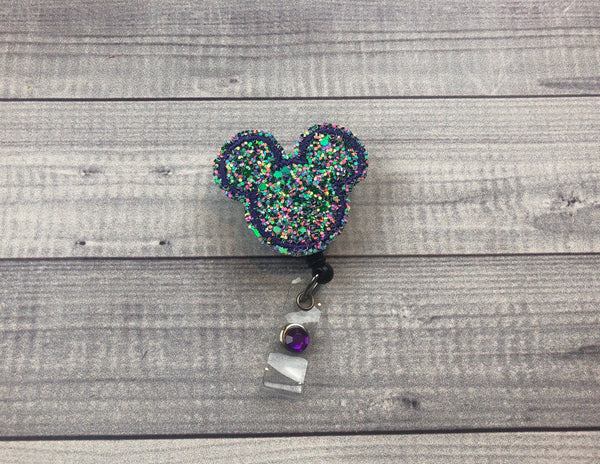 Purple Halloween Glitter Mouse Badge Reel