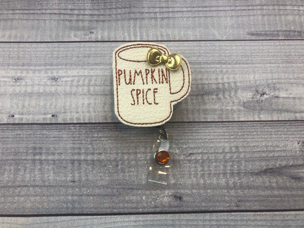 Pumpkin Spice Mug Badge Reel