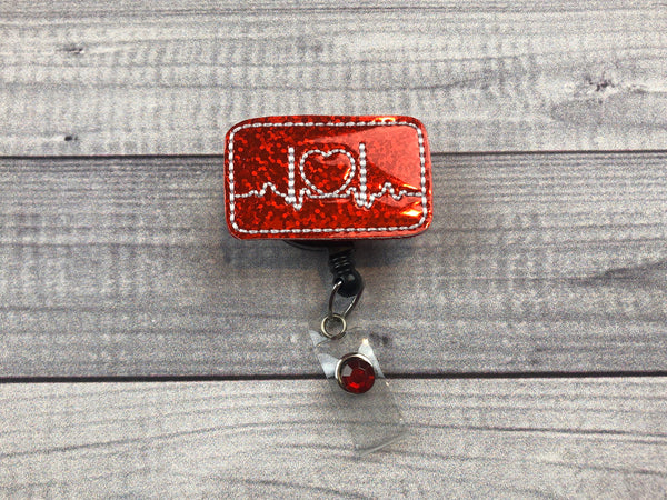 Red EKG Heart Badge Reel – Catherine Crafts Shop