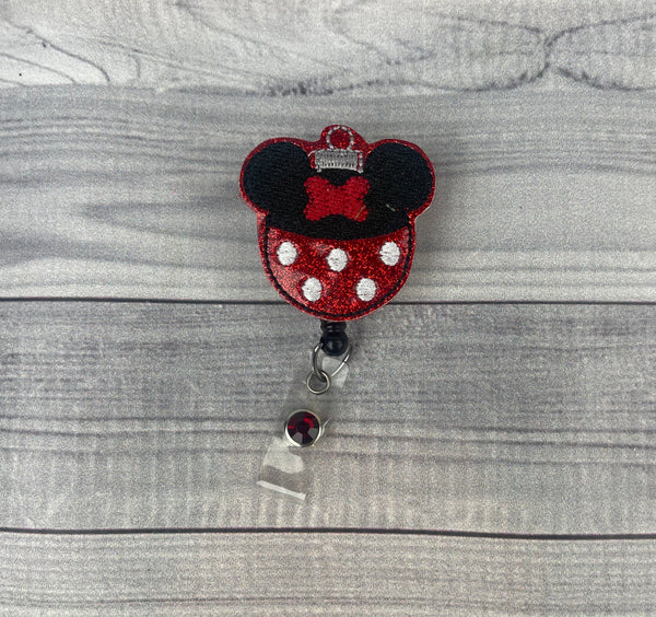 Girl Mouse Christmas Ornament Badge Reel